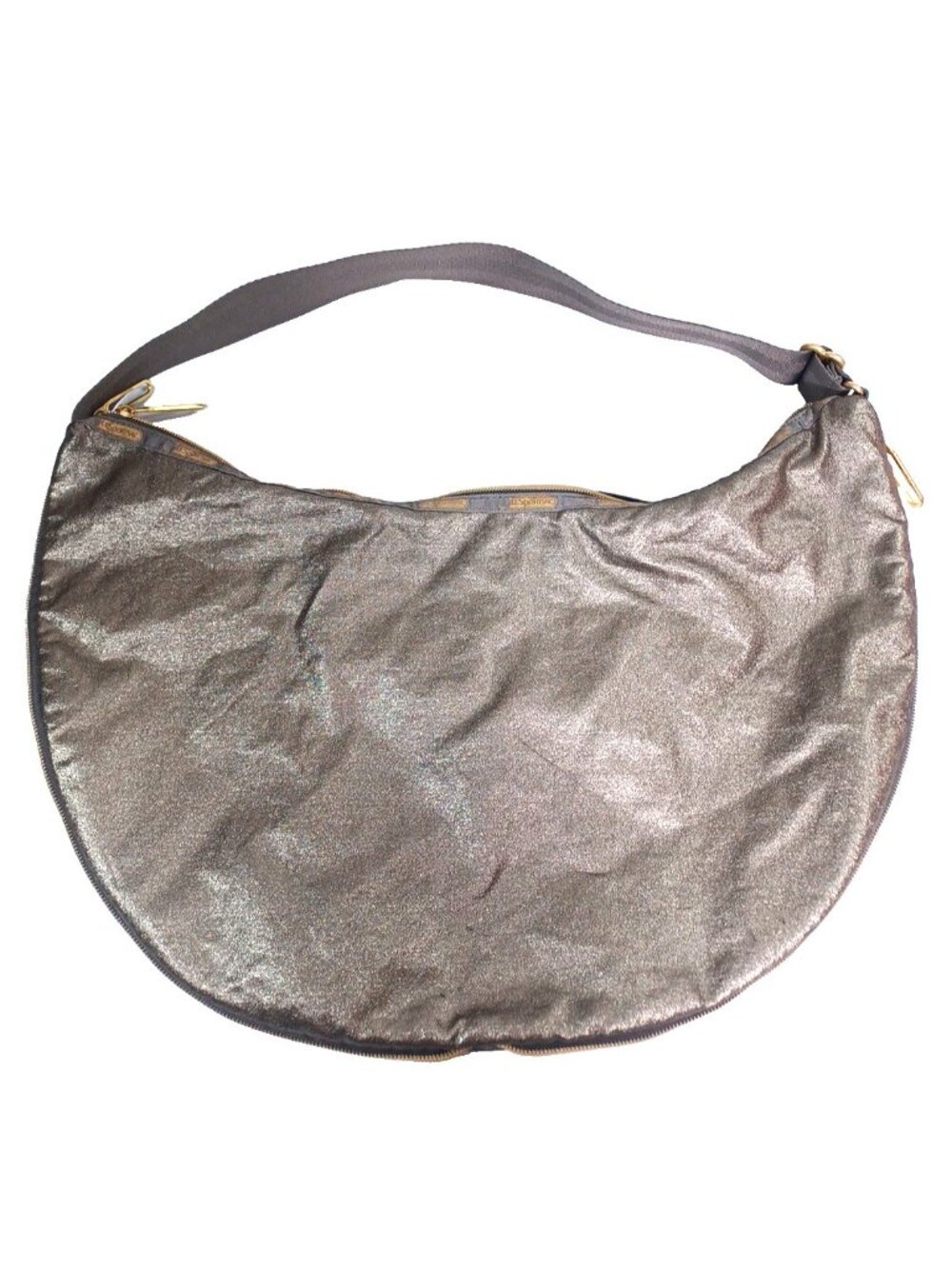 New Lesportsac 19x11 Metallic Hobo Zip Around Expandable Adjustable Shoulder Bag - Picture 2 of 8